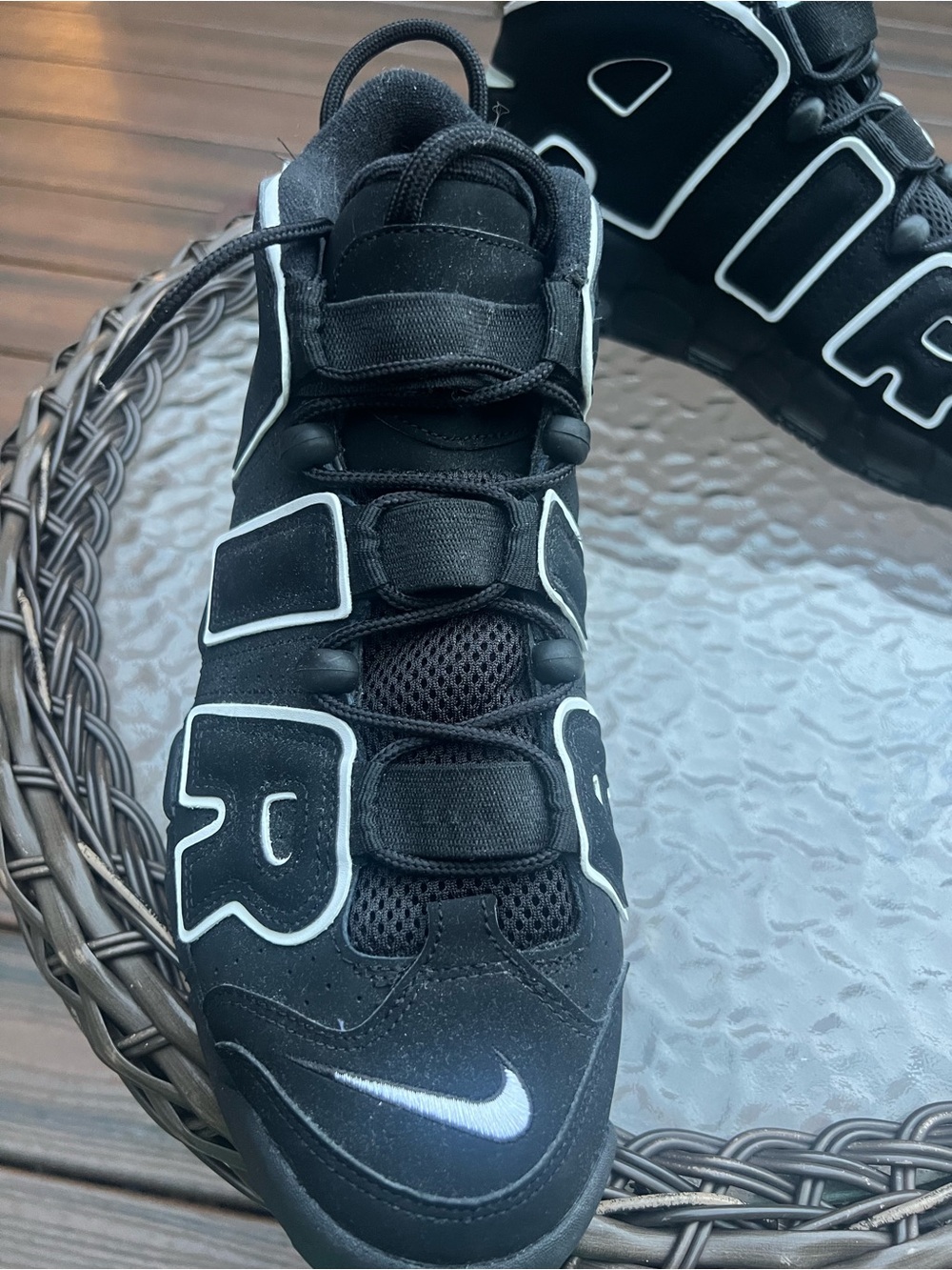 Nike Men Black and White AIR Uptempo Sneakers - Picture 2 of 6
